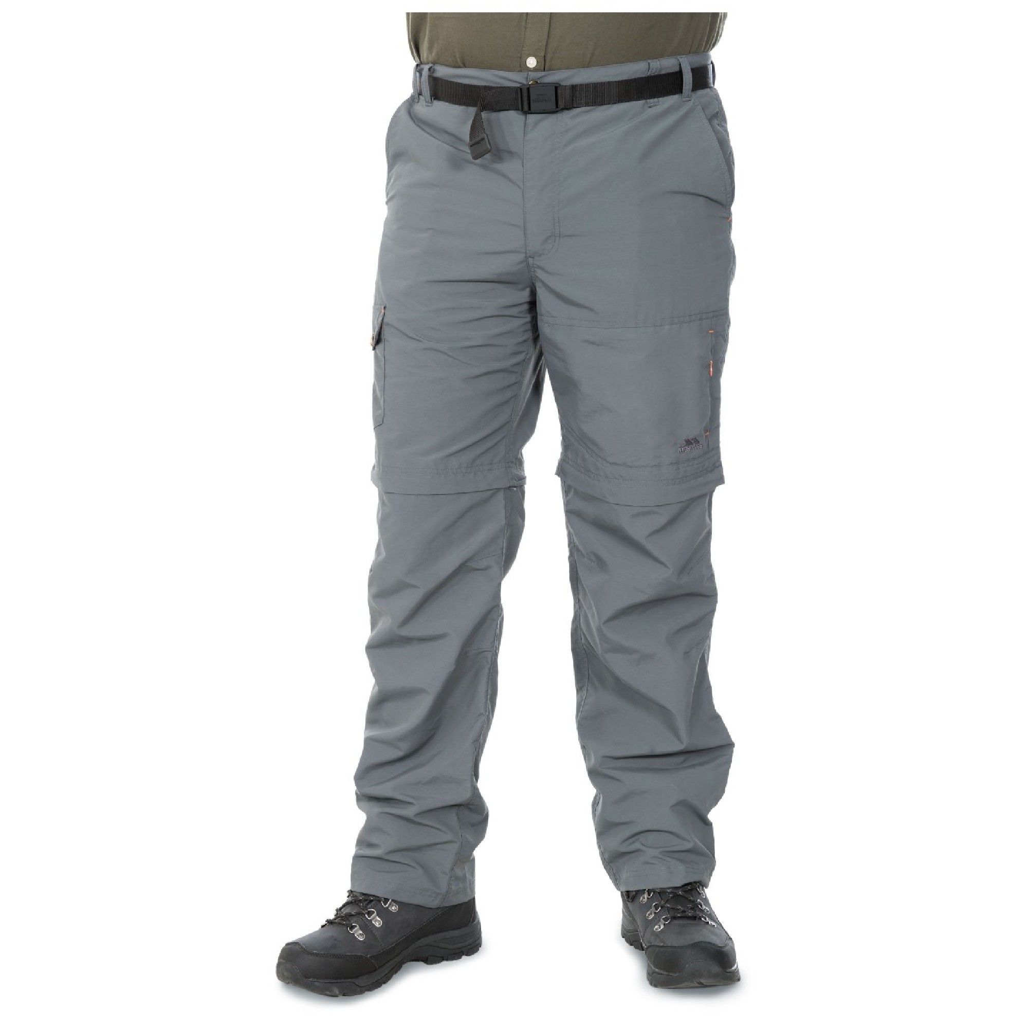 Flat waist with elasticated back panel. Adjustable belt. Zip off legs. Fly front opening. 6 pockets. Quick dry. UV 40+. Mosquito repellent finish. HHL technology. 100% Polyamide. Trespass Mens Waist Sizing (approx): S - 32in/81cm, M - 34in/86cm, L - 36in/91.5cm, XL - 38in/96.5cm, XXL - 40in/101.5cm, 3XL - 42in/106.5cm.