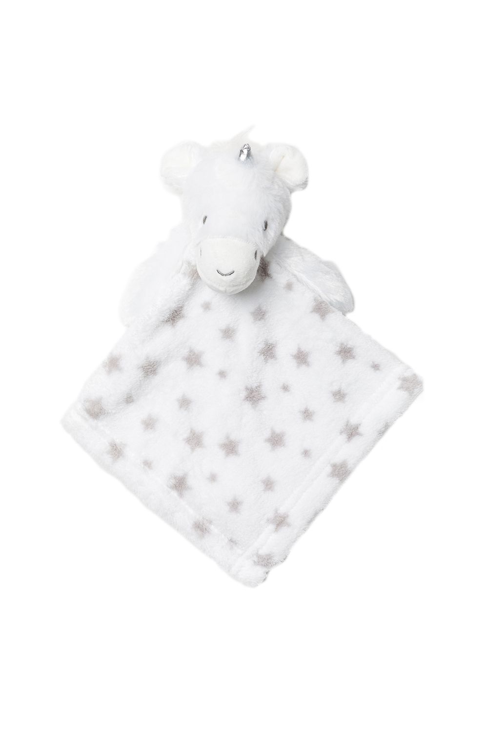 This adorable Snuggle Tots comforter and blanket set make the perfect gift for the little one in your life. The two-piece set features a beautiful, fluffy blanket with a grey star print all over, and a comforter with the same print with a cuddly unicorn toy attached. This set makes a lovely baby shower present.