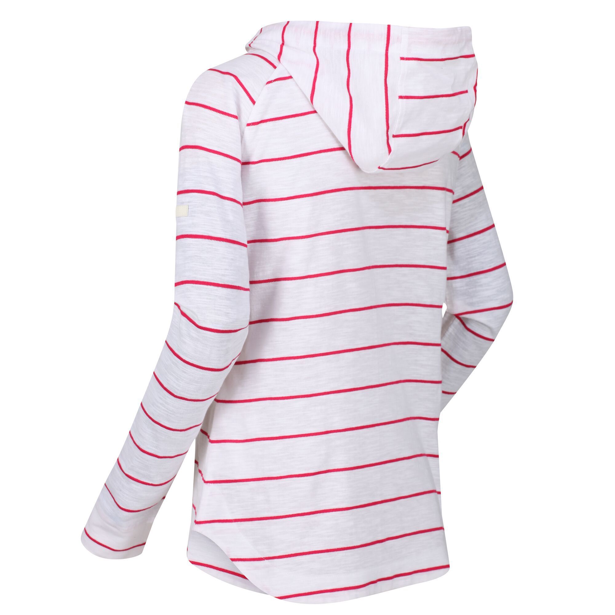 Material: 100% Polyester. Soft-wearing coolweave fabric hoodie with drawcord adjusters. Asymmetric button placket.