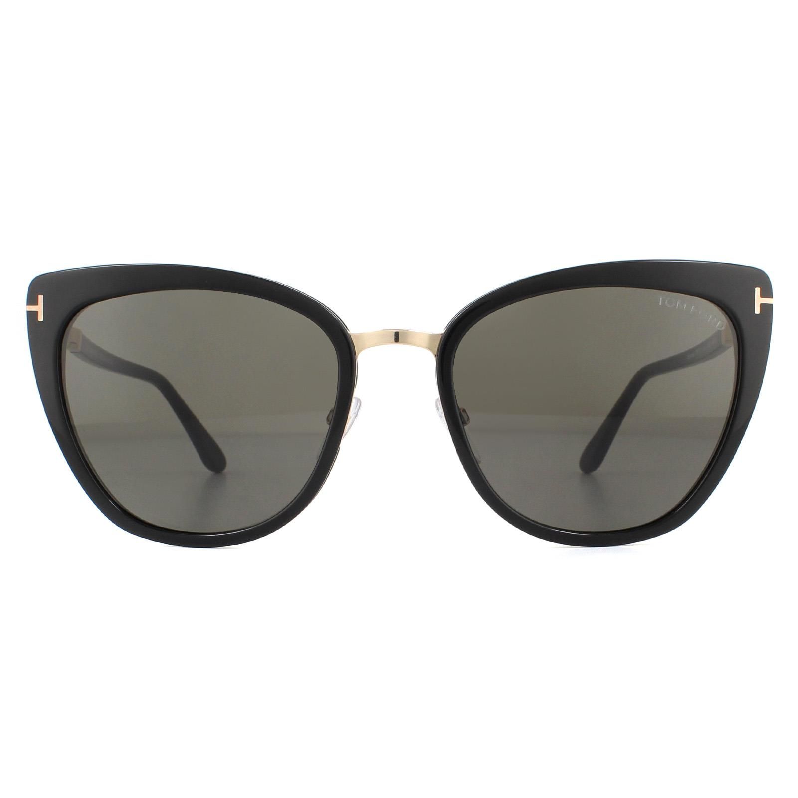 Tom Ford Sunglasses Simona FT0717 01A Shiny Black Rose Gold Smoke Grey