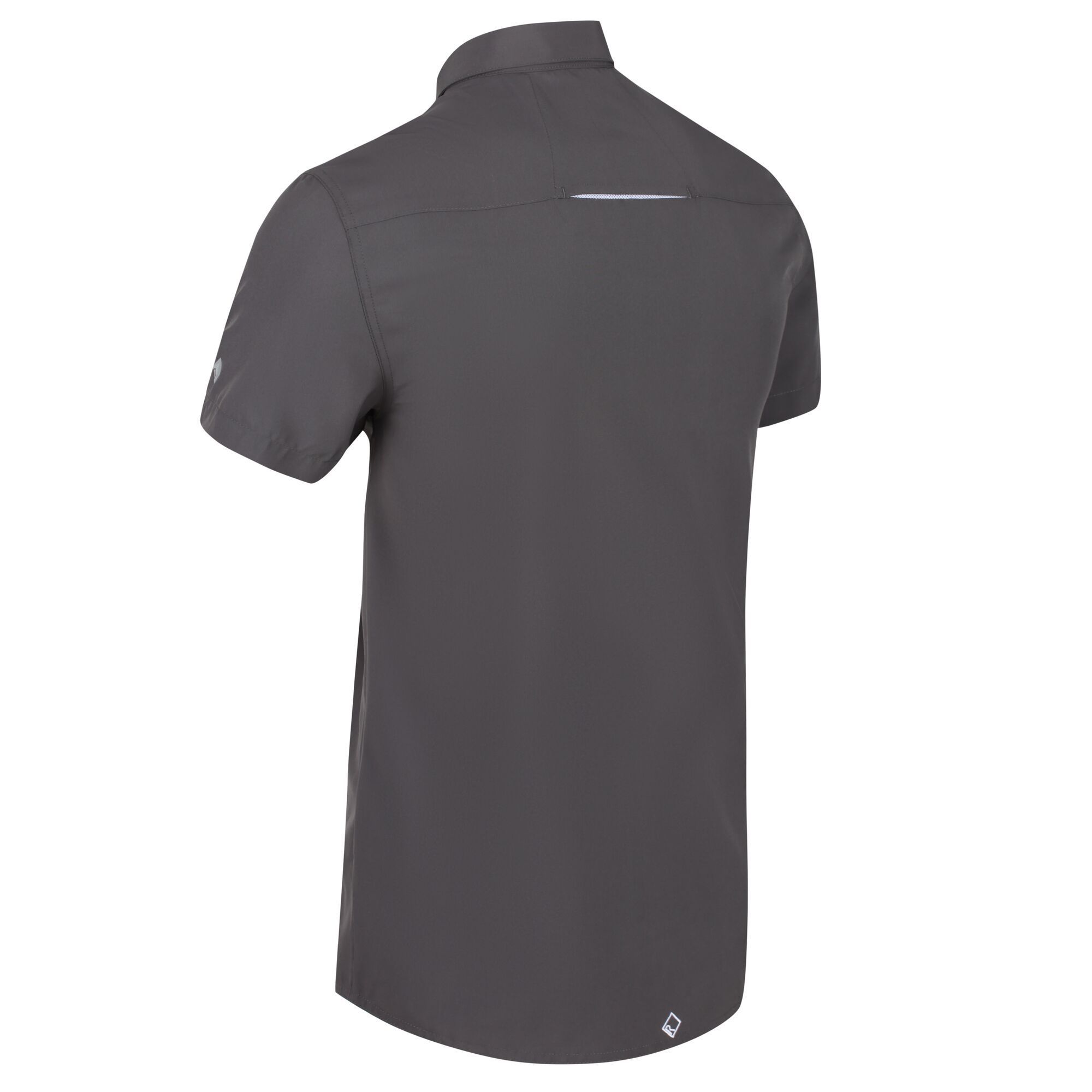 Material: 96% Polyester, 4% Elastane. Showerproof Isoflex short-sleeved shirt with airflow panels and durable water-repellent finish. Underarm mesh. Double layer collar. Trim, zipped chest pocket. Regatta logo on left arm.