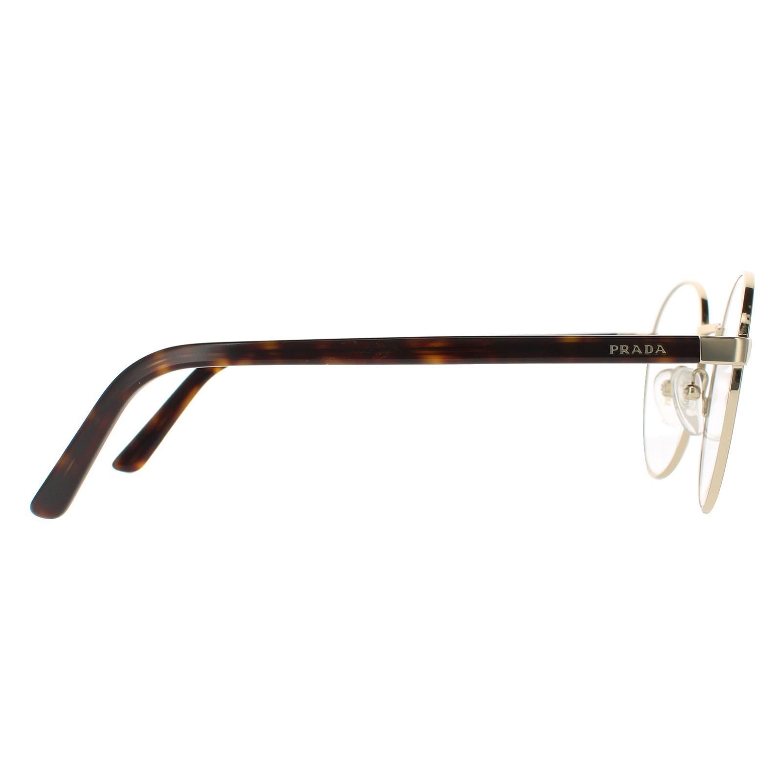 Prada Round Pale Gold Havana Womens Glasses Frames