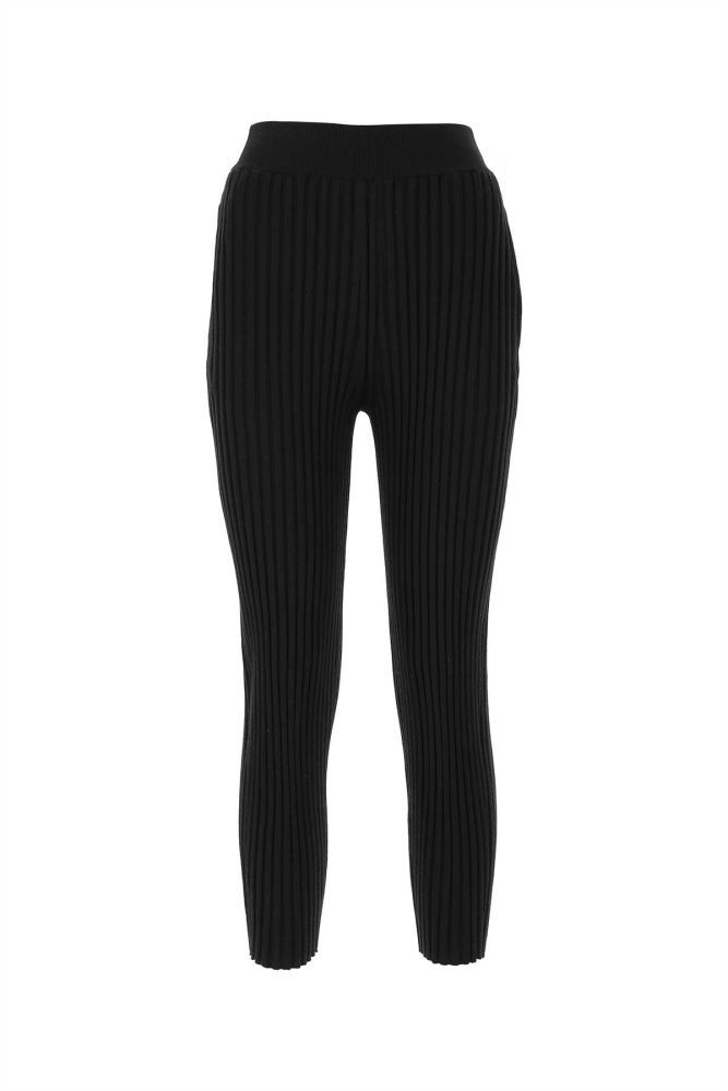 Black wool blend leggings