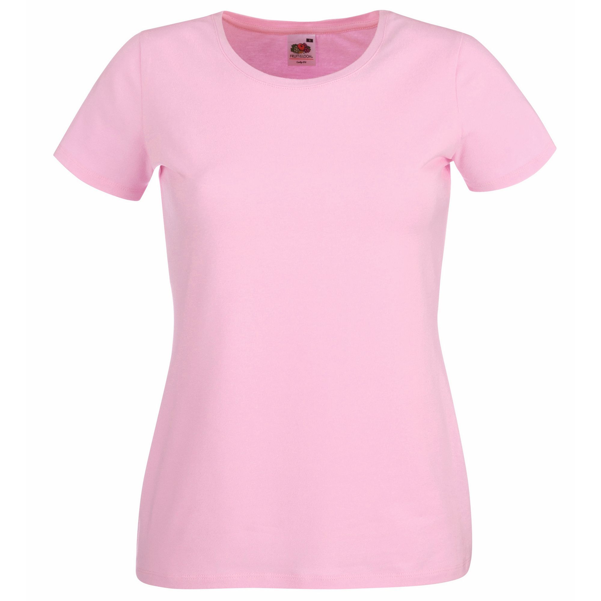 New fit and longer body length.  Flattering feminine neckline with self fabric trim.  Soft stretchy cotton/elastane fabric and shaped side seams for a feminine fit.  Also available in mens sizes code 61262.  Weight: 200-210g/m². Fabric: 95% cotton 5% elastane. XS (8: Dress Size). S (10: Dress Size). M (12: Dress Size). L (14: Dress Size). XL (16: Dress Size). <BR><BR>FRUIT OF THE LOOM - a brand steeped in tradition, offering a comprehensive range of garments.