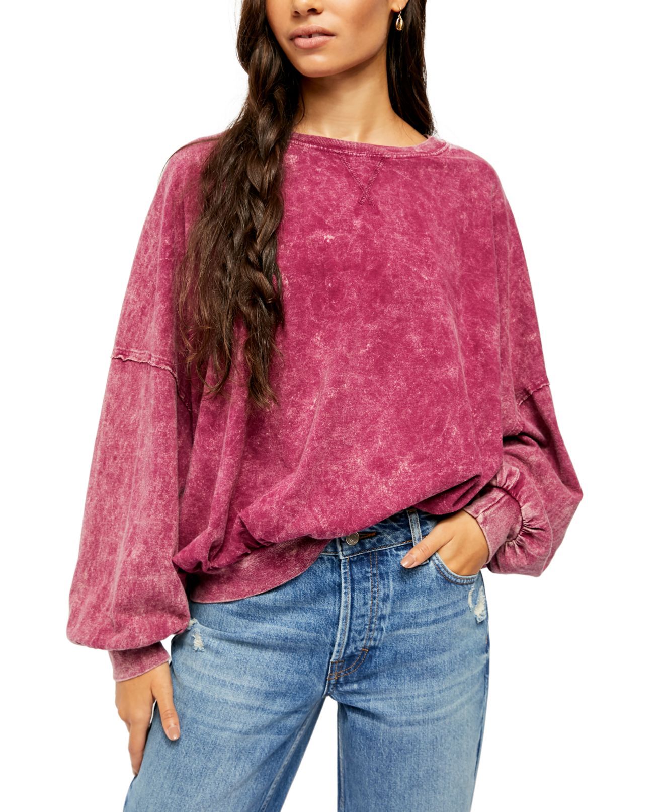 Color: Purples Size Type: Regular Size (Women's): S Sleeve Length: Long Sleeve Type: T-Shirt Style: Knit Top Neckline: Round Neck Pattern: Solid Theme: Colorful Material: 100% Cotton