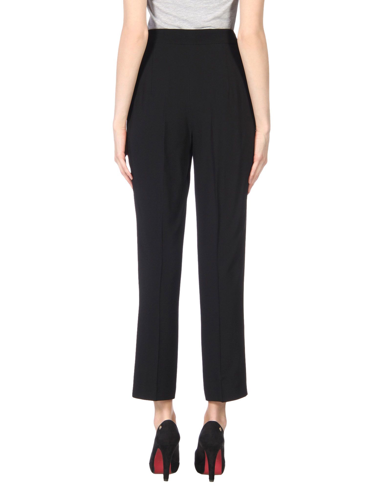 crêpe, solid colour, regular fit, no pockets, tapered leg, high waisted, hook-and-bar, zip, pants