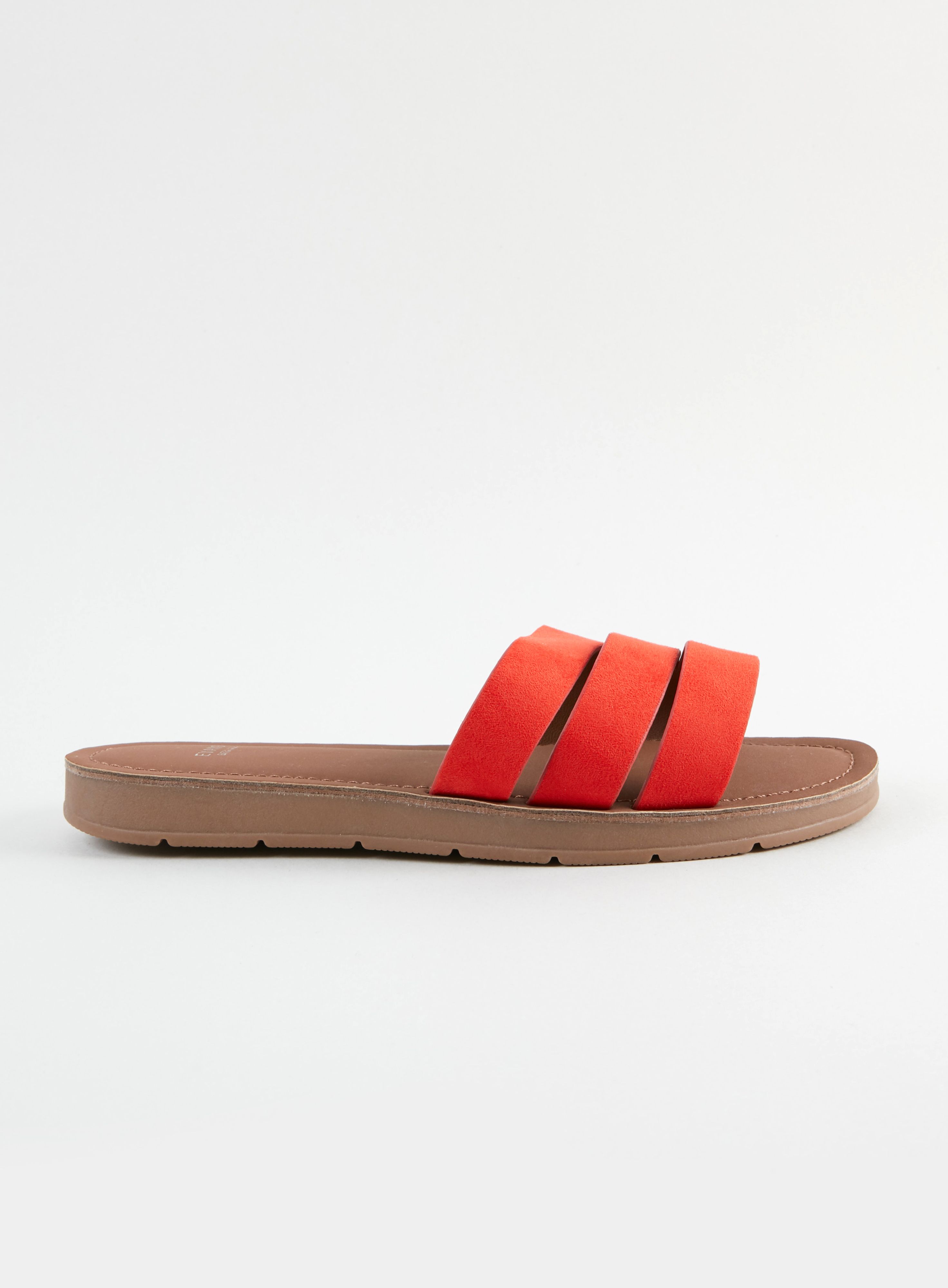 Simple and stylish, these are the perfect sandals to add to your collection. Vibrant orange straps keep this pair on-trend, whilst a comfy sole and easy slip on design will have you wearing them on-repeat.  Sandals Slip on Casual 100% Textile Wipe clean only