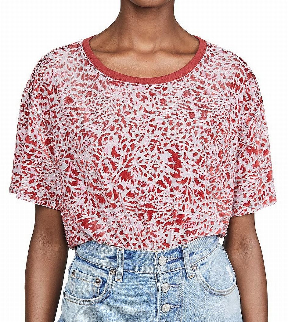 Color: Reds Size Type: Regular Size (Women's): S Lined: Yes Sleeve Length: Short Sleeve Type: T-Shirt Style: Blouse Neckline: Round Neck Pattern: Animal Print Theme: Classic Material: Nylon