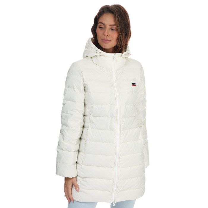 Women's Levis Down Mid Length Puffer Jacket in Cream