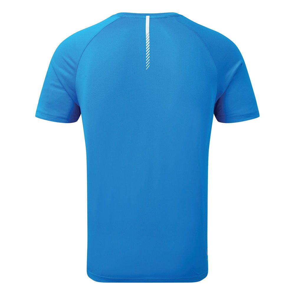 Q-Wic lightweight polyester fabric. Good wicking performance. Quick drying. Reflective print detail.