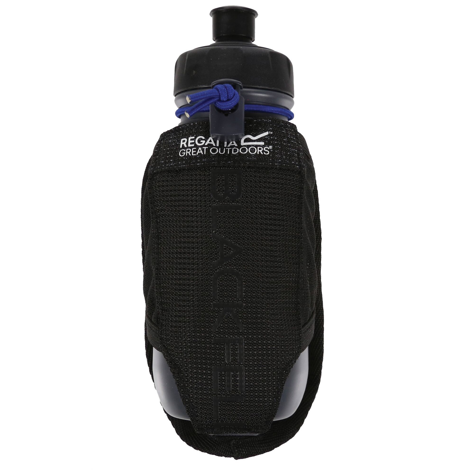 Material: (bottle) 100% synthetic / (attachment) 100% polyester. Highly reflective printed panels in strategic zones for enhanced visibility. Hardwearing polyester fabric. Bottle holder with retainer. Includes water bottle. Polyester stretch side panels. Adjustable webbing loops to attach to backpack.