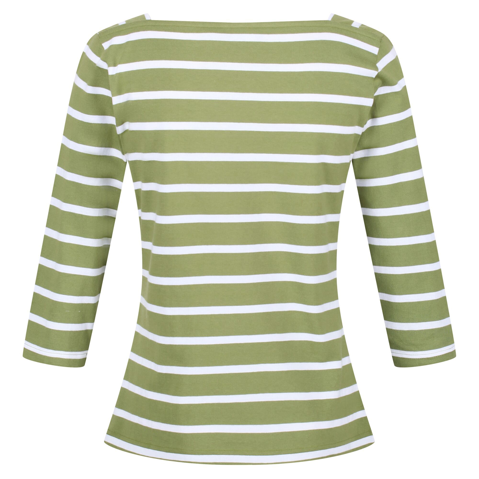 100% Cotton. Fabric: Coolweave. Design: Stripe. Sleeve-Type: 3/4 Sleeve. Neckline: Square Neck. Branded Tab, Side Vents, Supersoft, Tearaway Label. Fabric Technology: Breathable. Sustainable Materials.