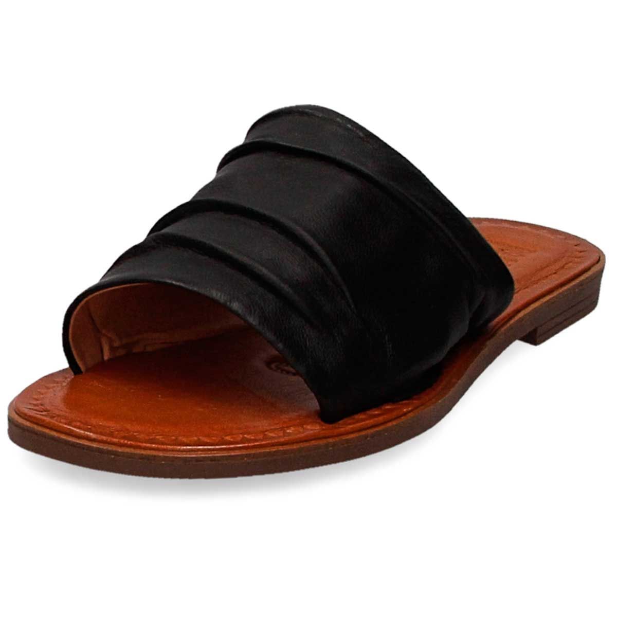 PURAPIEL FLAT SANDAL LEILA IN BLACK