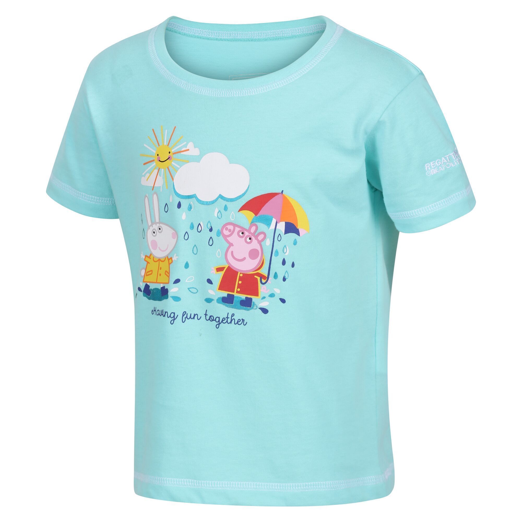 Material: Cotton, Polyester. Fabric: Coolweave, Jersey. Design: Logo, Printed, Text. Characters: Peppa Pig. Neckline: Round Neck. Sleeve-Type: Short-Sleeved. Fabric Technology: Breathable, Lightweight. 100% Officially Licensed. 160gsm.