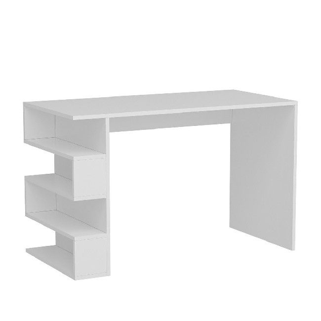 This modern and functional desk is the perfect solution to make your work more comfortable. It is suitable for supporting all computers and printers. Thanks to its design it is ideal for both home and office. Easy-to-clean and easy-to-assemble assembly kit included. Color: White | Product Dimensions: W120xD60xH75 cm | Material: Melamine Chipboard, PVC | Product Weight: 27,8 Kg | Supported Weight: 20 Kg | Packaging Weight: W127,5xD68xH8 cm Kg | Number of Boxes: 1 | Packaging Dimensions: W127,5xD68xH8 cm.