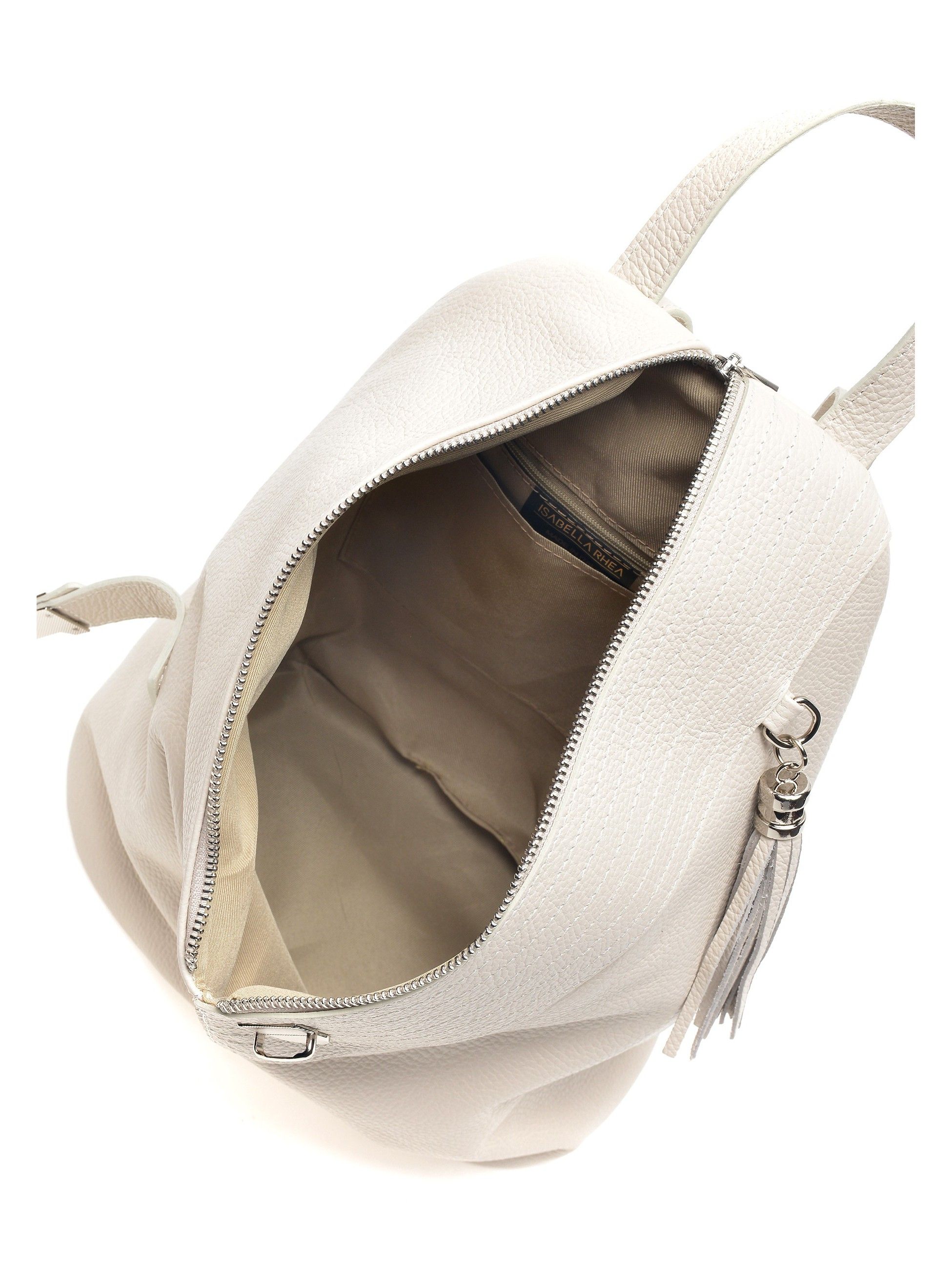 Backpack
100% cow leather
Front zip closure
Inner zip pocket
Back zip pocket
Tassel detail
Dimensions (L): 43.5x35x17 cm
Handle: 24cm
Shoulder strap: 80cm x 2 cm