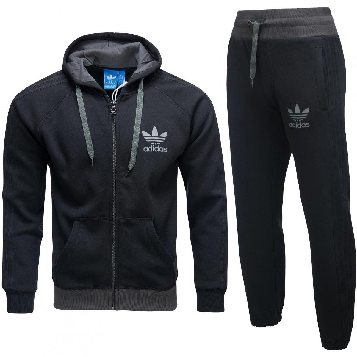 Adidas Originals Mens SPO Zip Through Tracksuit Set Black