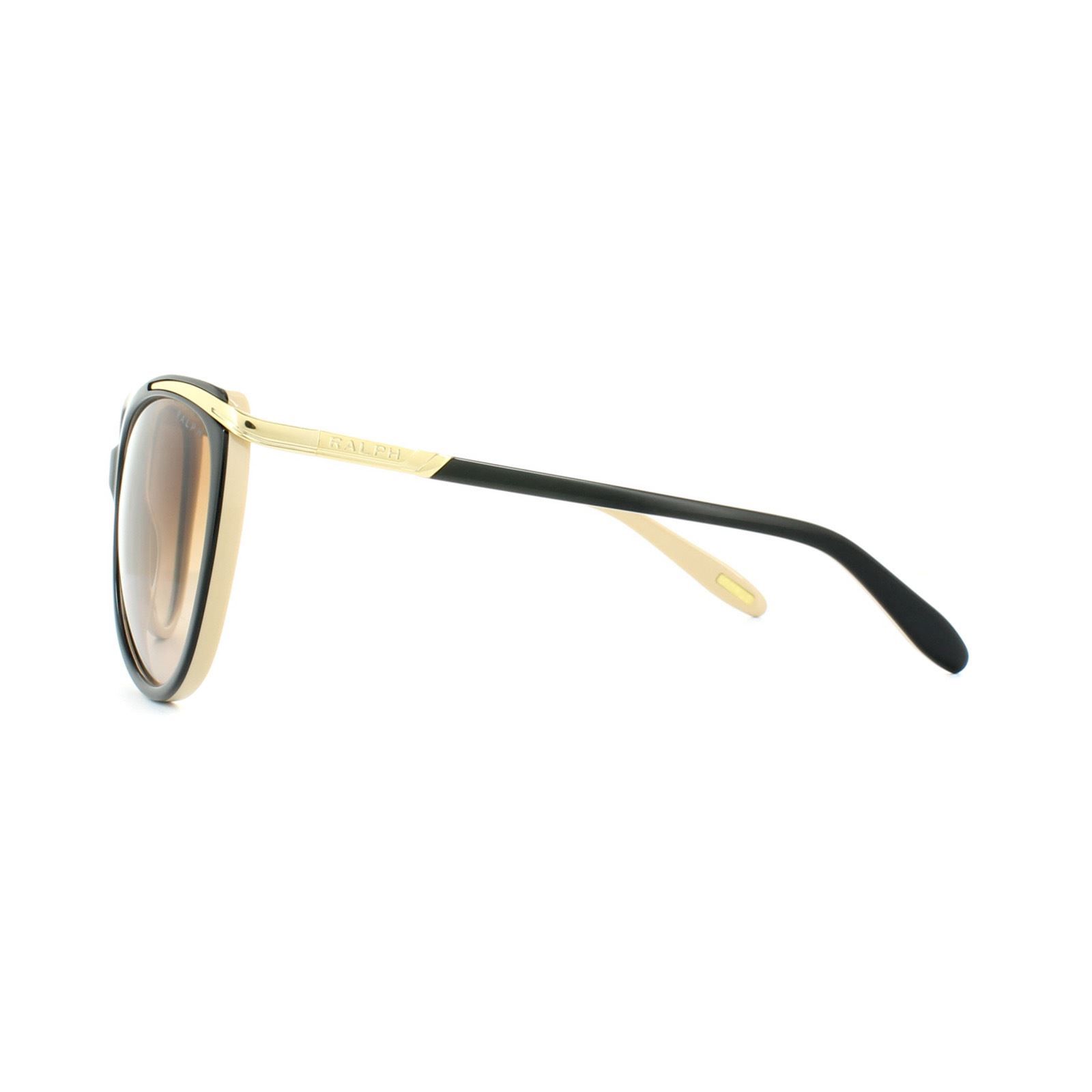 Ralph by Ralph Lauren Sunglasses 5150 109013 Dark Brown Brown Orange Gradient are an oversized cat's eye shape with the lifted corners enhanced by metal from the temples continuing round onto the front corners in a really classy detail what works so well and highlights the Ralph logo nicely too.