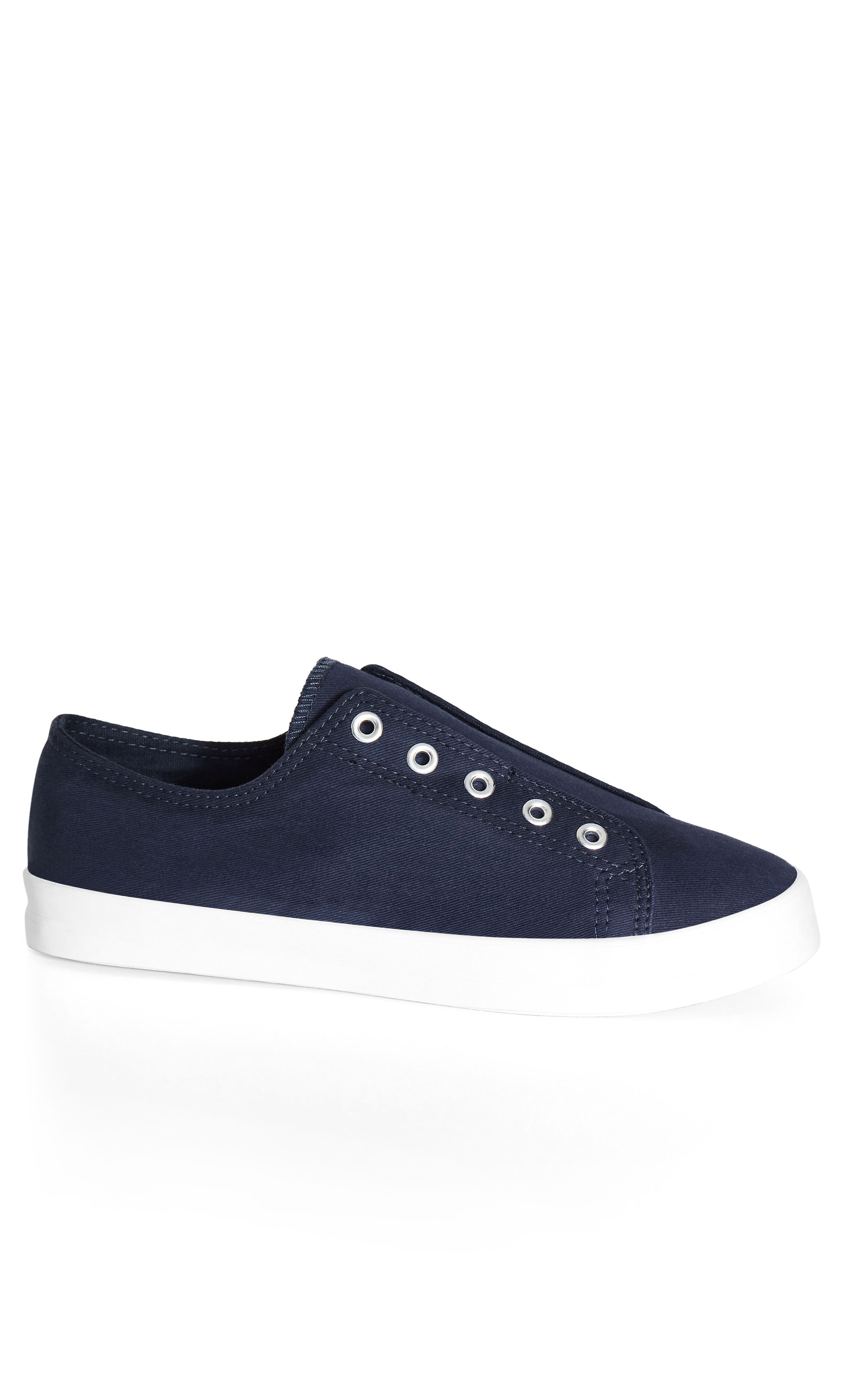 Your classic canvas trainer with a twist — it's laceless! The Laceless Trainer is bound to be on high rotation in your wardrobe this season thanks to a practical slip on style and comfortable rubber sole. Whether you're headed to the shops or a quick coffee catch up, this pair has you covered. Key Features Include: - Round toe - Laceless front - Canvas fabric upper - Slip on style - Thick sole Keep it casual in a slogan tee and long shorts, finishing with your favourite tote.