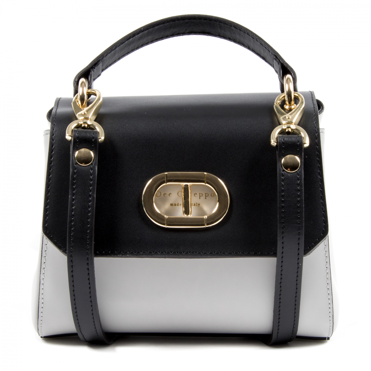 Details: N862M POLVERE NERO - Color: Grey - Composition: 100% LEATHER - Measures (Width-Height-Depth): 18x14x8 cm - Made: ITALY - Front Logo - Botton Closure - Logo Inside - Removable Shoulder Strap