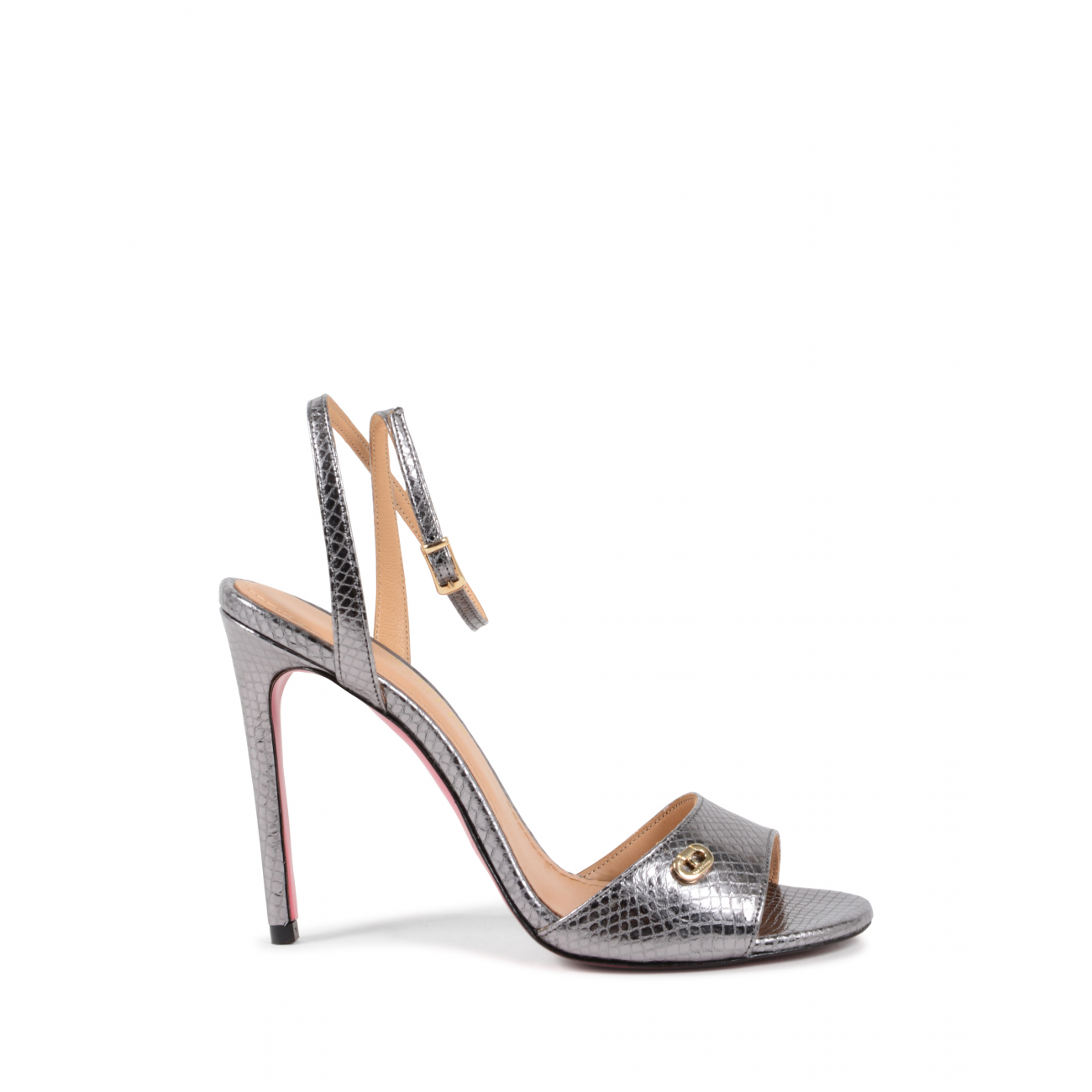 Dee Ocleppo Women's Ankle Strap Sandal Silver 302 STAMP. PITONE SILVER