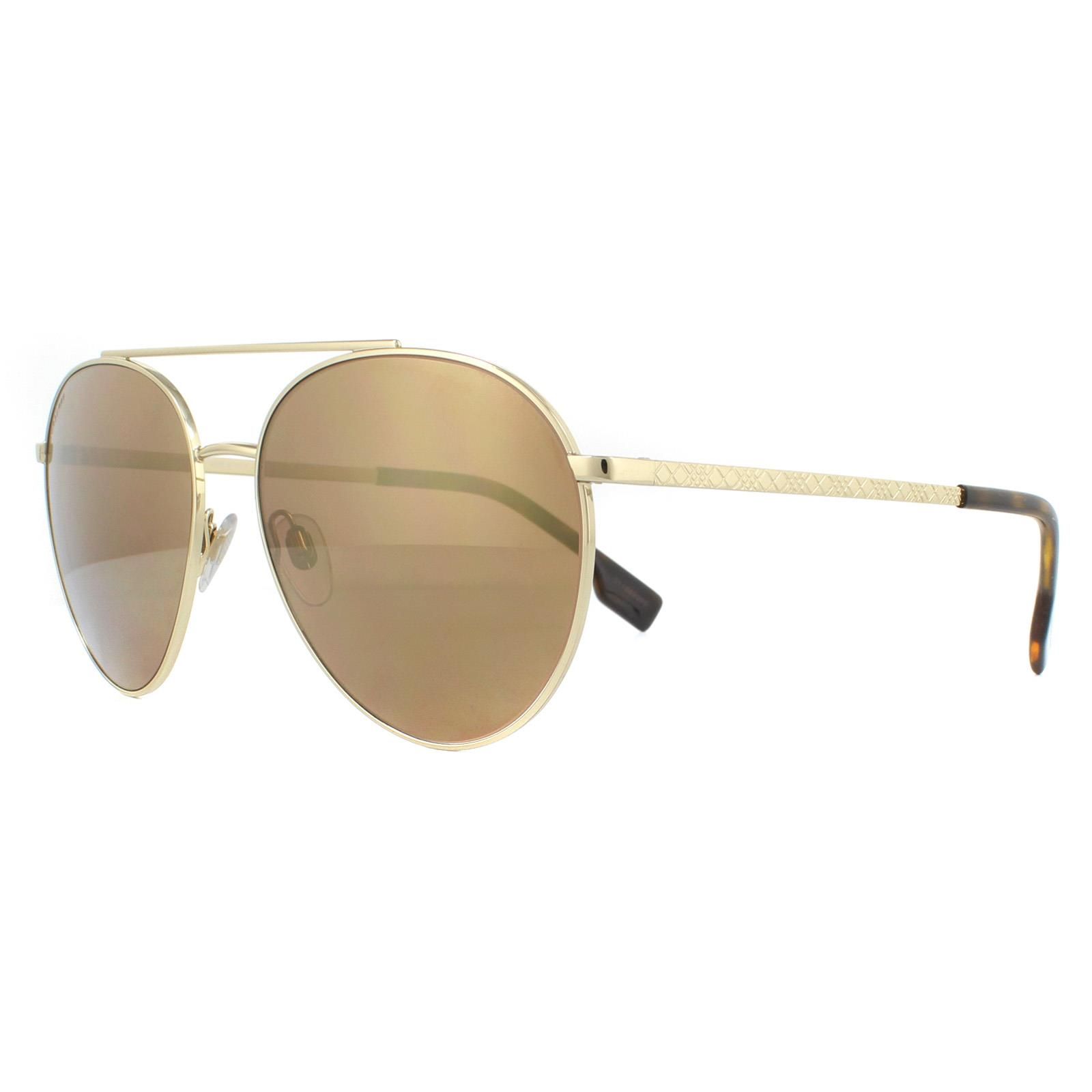 Burberry Sunglasses BE3115 11092T Pale Gold Brown Gold Mirror Polarized