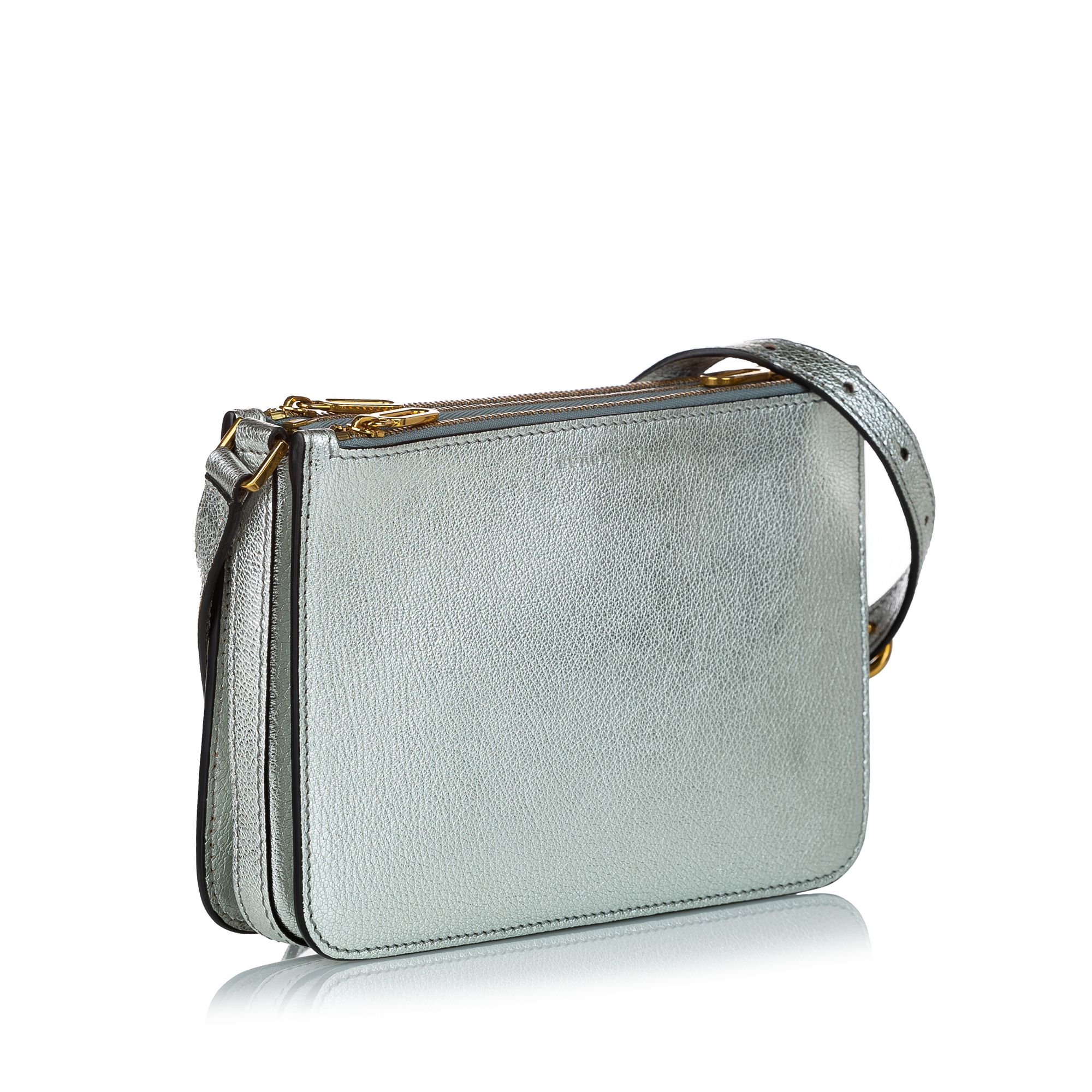 VINTAGE. RRP AS NEW. This crossbody bag features a leather body, an adjustable flat strap, a top zip closure.

Dimensions:
Length 14cm
Width 21cm
Depth 3cm
Shoulder Drop 58cm

Original Accessories: Dust Bag, Dust Bag, Authenticity Card

Serial Number: ITALBSRL239CAL
Color: Silver
Material: Leather x Calf
Country of Origin: Italy
Boutique Reference: SSU155378K1342


Product Rating: GoodCondition

Certificate of Authenticity is available upon request with no extra fee required. Please contact our customer service team.