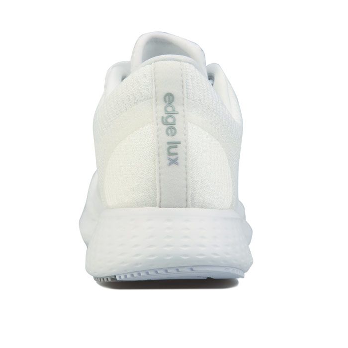 Womens adidas Edge Lux 4 Running Shoes in white.- Stretch-knit upper.- Ribbon laces. - Supportive quarter cage. - Bounce cushioning midsole. - Gusseted tongue. - Regular fit. - Multidirection outsole. - Textile and synthetic upper  Textile and synthetic lining  Synthetic sole.  - Ref: FW9259