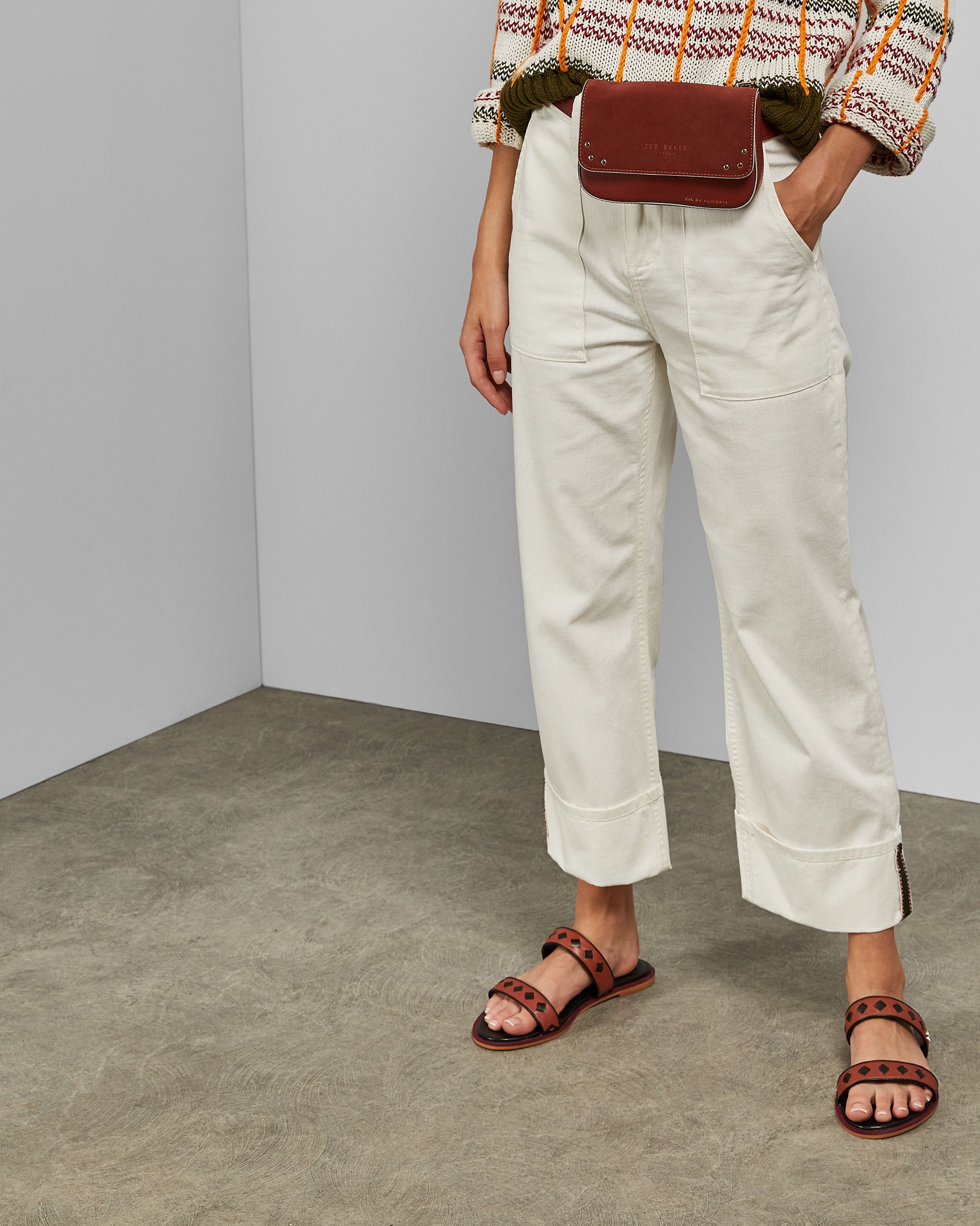 tan leather slider