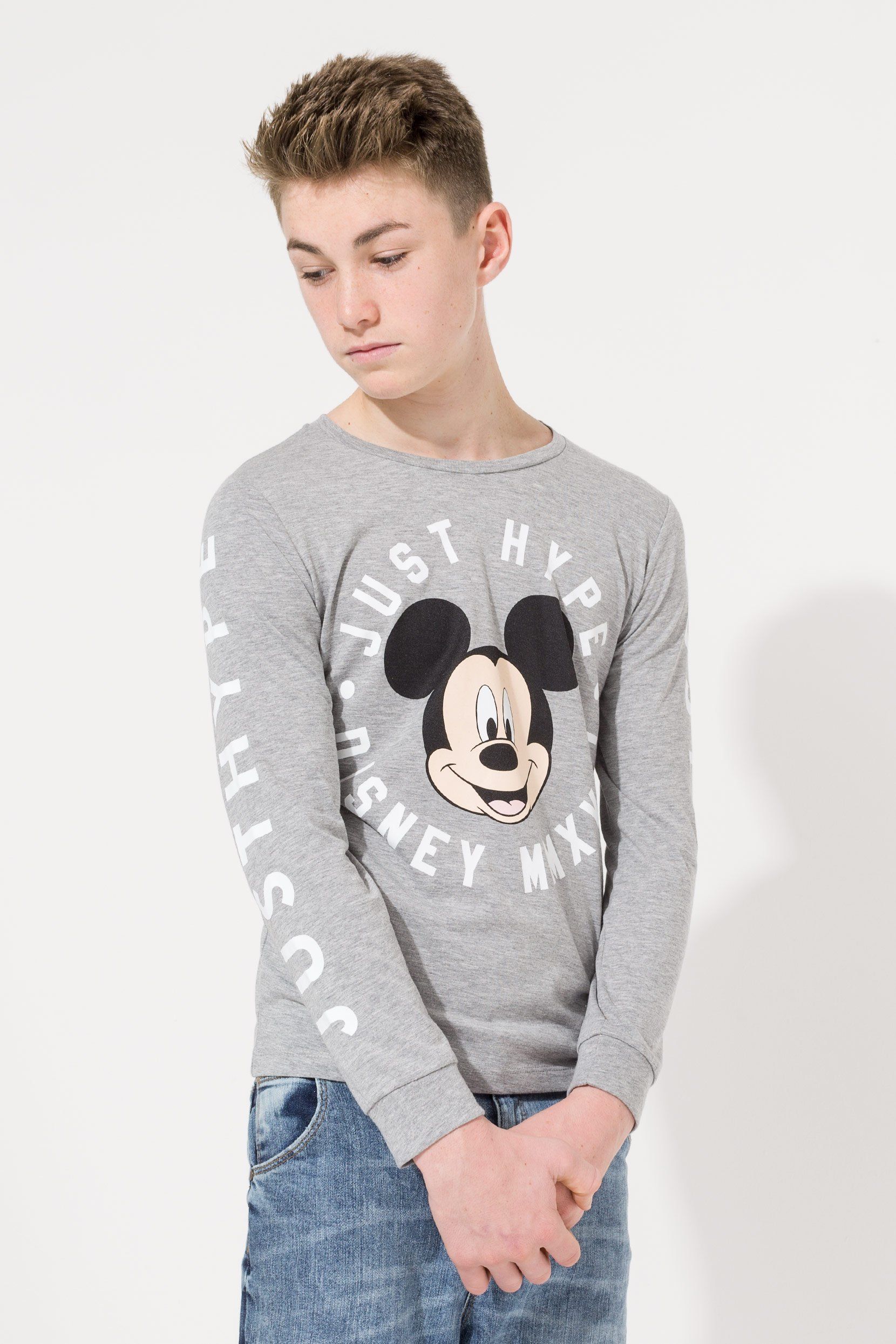 Disney Grey Mickey Circle Kids L/S T-Shirt