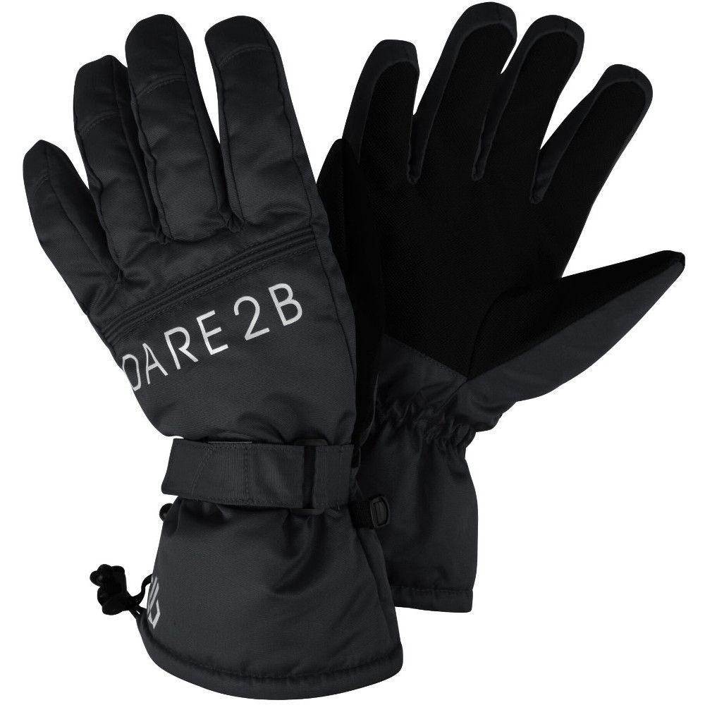 Water repellent finish. High loft polyester insulation. Warm scrim lining. Synthetic nubuck thumb. Textured gripped palm & thumb. Elasticated wrist. Adjustable cuffs. Shockcord and toggle lower wrist adjustment. Secure clip attachment.
