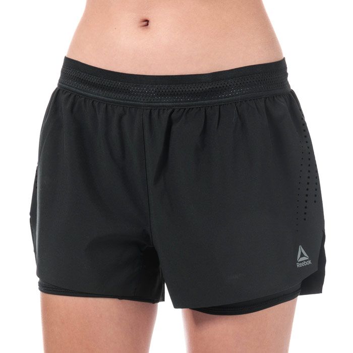 Womens Reebok Epic Shorts in black.<BR><BR>Stretchy  sweat-wicking workout shorts.<BR>- Speedwick technology wicks moisture away from your skin.<BR>- Elasticated mesh waist with inner drawcord.<BR>- Laser-cut perforations to sides.<BR>- Sporty curved hems with side splits.<BR>- Soft  stretchy and lightweight top layer.<BR>- Inner compression shorts.<BR>- Reebok Delta logo printed above left hem.<BR>- Outer shorts: Slim fit.<BR>- Inner shorts: Compression fit.<BR>- Inside leg length measures 3in approximately.<BR>- Main material: 86% Polyester  14% Elastane.  Inner brief: 91% Polyester  9% Elastane.  Anti-bacterial lining: 90% Polyester  10% Elastane.  Machine washable.<BR>- Ref: DP5619<BR><BR>Measurements are intended for guidance only.