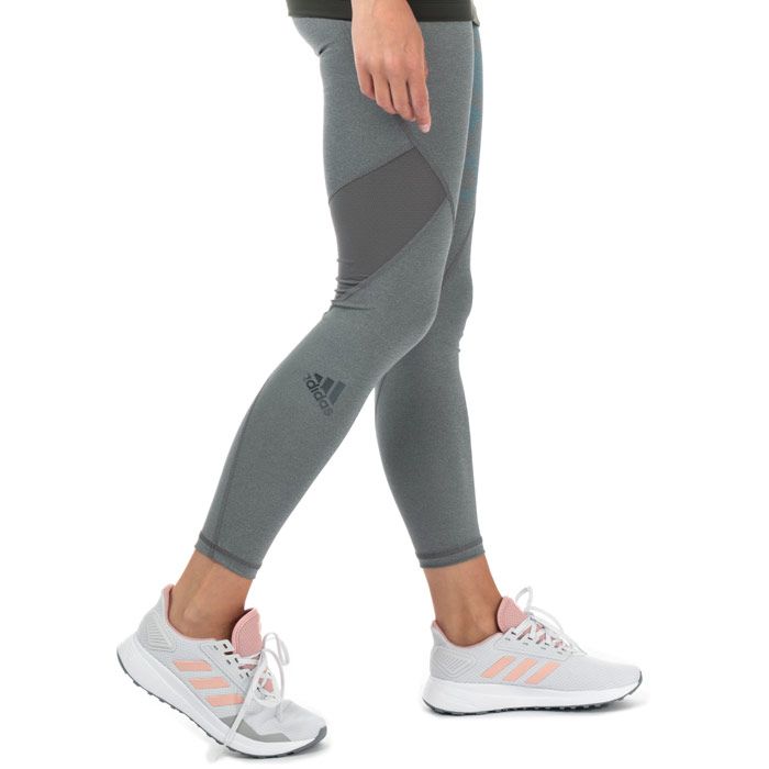 Womens adidas Alphaskin Sport Long Tights in dark grey heather.<BR><BR>- Body-hugging  ventilated training tights.<BR>- climacool® helps keep you cool and dry.<BR>- Elasticated waist with tonal jacquard adidas branding.<BR>- Flatlock seams reduce chafing and skin irritation.<BR>- Breathable mesh panels.<BR>- adidas Badge of Sport graphic branding at left thigh.<BR>- adidas Badge of Sport logo printed at lower right leg.<BR>- Compression fit.<BR>- Inside leg length measures 28.5in approximately.<BR>- Main material: 50% Polyester  33% Recycled polyester  17% Elastane.  Machine washable.<BR>- Ref: DT6213<BR><BR>Measurements are intended for guidance only.
