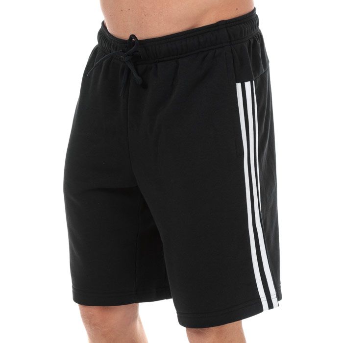Mens adidas Must Haves 3-Stripes French Terry Shorts in black - white.<BR><BR>- Drawcord-adjustable elasticated waist.<BR>- Side welt pockets.<BR>- Ribbed gusset insert.<BR>- Applied 3-Stripes to sides.<BR>- adidas Badge Of Sport logo at rear waist.<BR>- Regular fit.<BR>- Inside leg length measures 10in approximately.<BR>- Main material: 70% Cotton  30% Recycled polyester.  Machine washable.<BR>- Ref: DT9903<BR><BR>- Measurements are intended for guidance only.