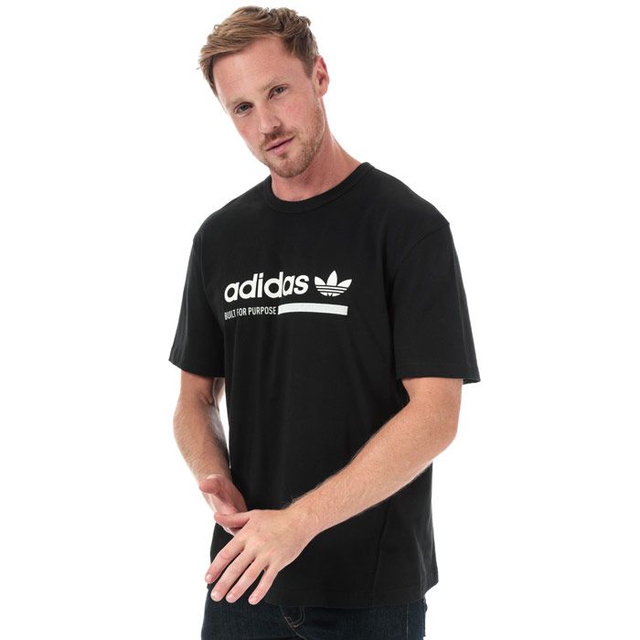 Mens adidas Originals Kaval T-Shirt in black.<BR><BR>- Ribbed crew neck.<BR>- Short sleeves.<BR>- Kaval graphic at chest with embroidered detail.<BR>- Rolled-forward seam detail.<BR>- Soft cotton jersey construction.<BR>- Regular fit.<BR>- Main material: 100% Cotton.  Machine washable.<BR>- Ref: DV1922