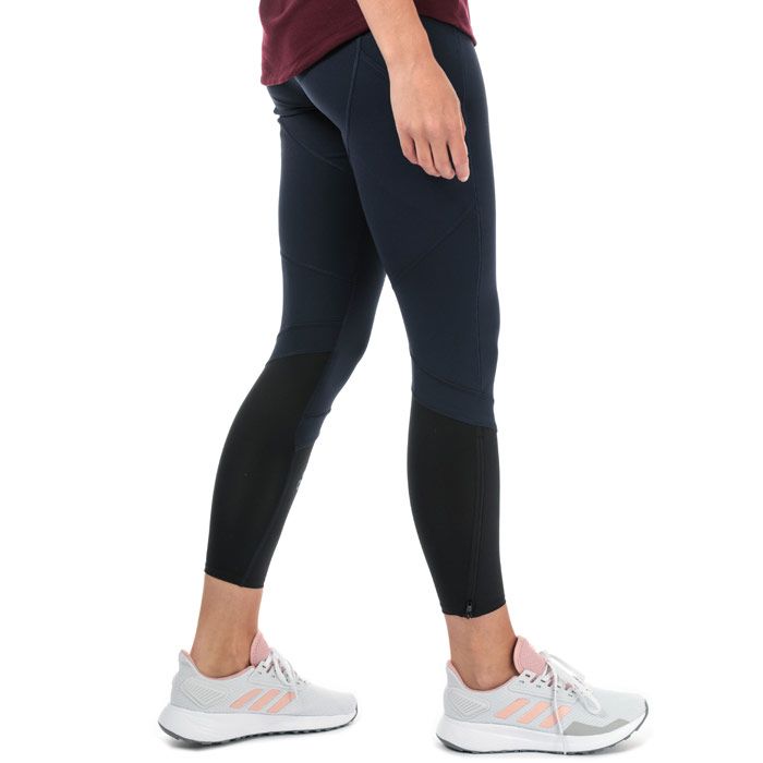 Womens adidas How We Do Rise Up N Run Leggings in legend ink.<BR><BR>- climalite fabric sweeps sweat away from your skin.<BR>- Splash-repellent DWR fabric at lower front legs.<BR>- Wide  flat elasticated waistband with inner drawcord.<BR>- Zipped sweatguard pocket at rear waist; built in key pocket at front waist.<BR>- High rise at back for improved coverage.<BR>- Side slant pockets.<BR>- Pre-shaped knees for optimal fit and natural movement.<BR>- Ankle zips for easy on - off.<BR>- adidas Badge of Sport logo printed at lower left leg.<BR>- Reflective details.<BR>- Fitted fit.<BR>- Inside leg length measures 26in approximately.<BR>- Main material: 79% Recycled polyester  21% Elastane.  Machine washable.<BR>- Ref: DW5838<BR><BR>Measurements are intended for guidance only.