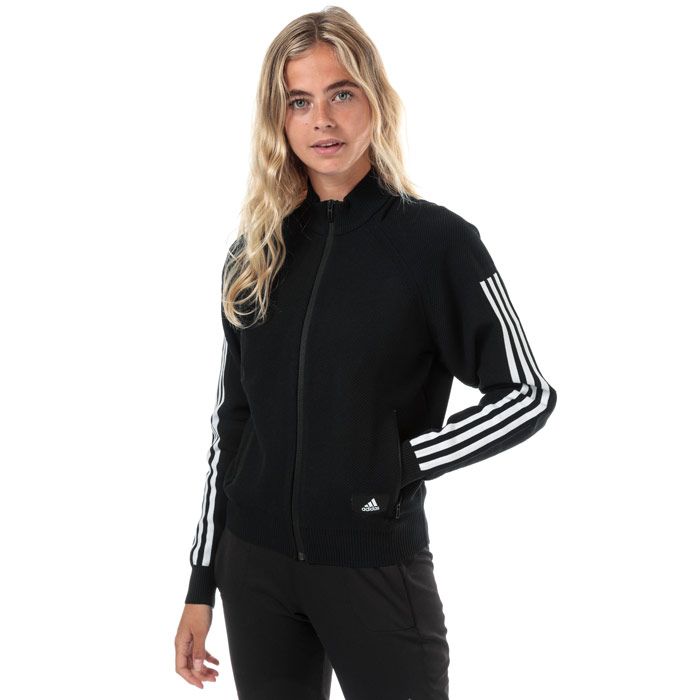 Womens adidas ID Knit Track Top in black.<BR><BR>- Ribbed stand up collar.<BR>- Full zip fastening.<BR>- Long raglan sleeves with stretch 3-Stripes panel.<BR>- Zipped front pockets.<BR>- Ribbed cuffs and hem.<BR>- adidas Badge of Sport logo above left hem.<BR>- Relaxed fit.<BR>- Measurement from shoulder to hem: 23“ approximately.  <BR>- Main material: 100% Nylon.  Pockets: 100% Recycled polyester.  Machine washable.<BR>- Ref: DX7933<BR><BR>Measurements are intended for guidance only.
