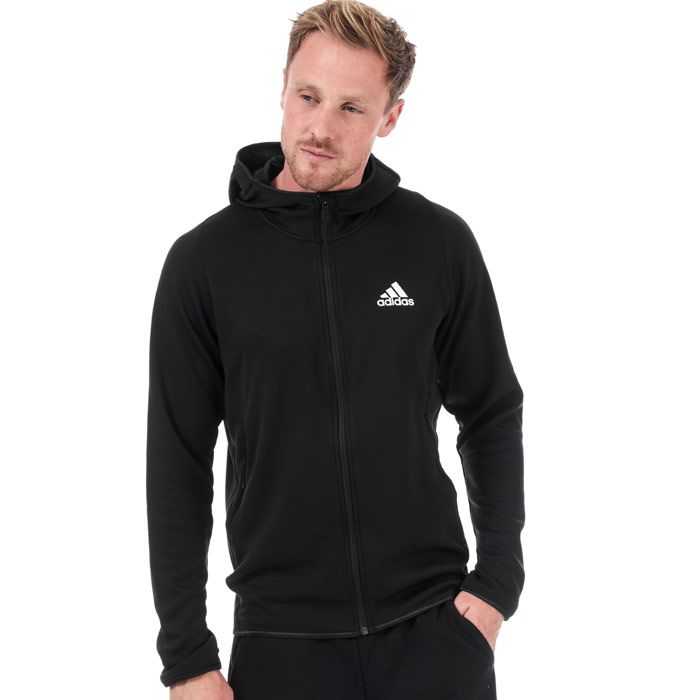 Mens adidas Freelift Climawarm Zip Hoody in black.<BR><BR>- climawarm™ keeps you dry and insulates your body from the cold.<BR>- Freelift design stays put during overhead movement.<BR>- Bungee-adjustable hood with stretch binding trim.<BR>- Funnel neck.<BR>- Full zip fastening with chin guard.<BR>- Long sleeves with stretch binding trim at cuffs.<BR>- Zipped front pockets.<BR>- Droptail hem with stretch binding.<BR>- adidas Badge of Sport logo printed at left chest.<BR>- Regular fit.<BR>- Main material: 100% Recycled polyester. Machine washable.<BR>- Ref: DZ7402