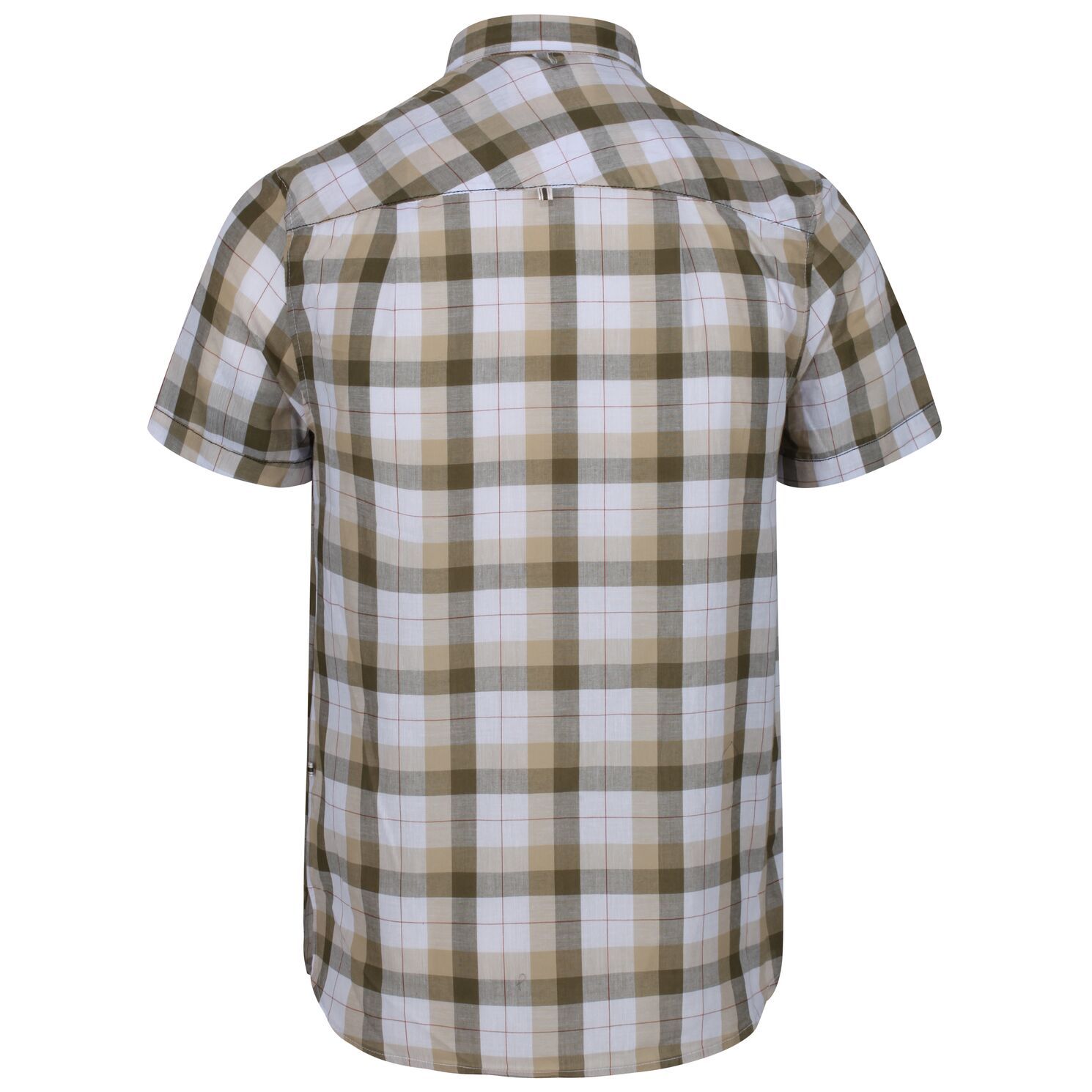 Material: 55% cotton, 45% polyester. Coolweave  organic cotton/polyester check fabric. Cut with a curved hem. Button fasten chest pocket. Environmentally friendly. Chest sizes to fit: (S): 94-96.5cm, (M): 99-101.5cm, (L): 104-106.5cm, (XL): 109-112cm, (XXL): 117-122cm, (3XL): 124.5-129.5cm.