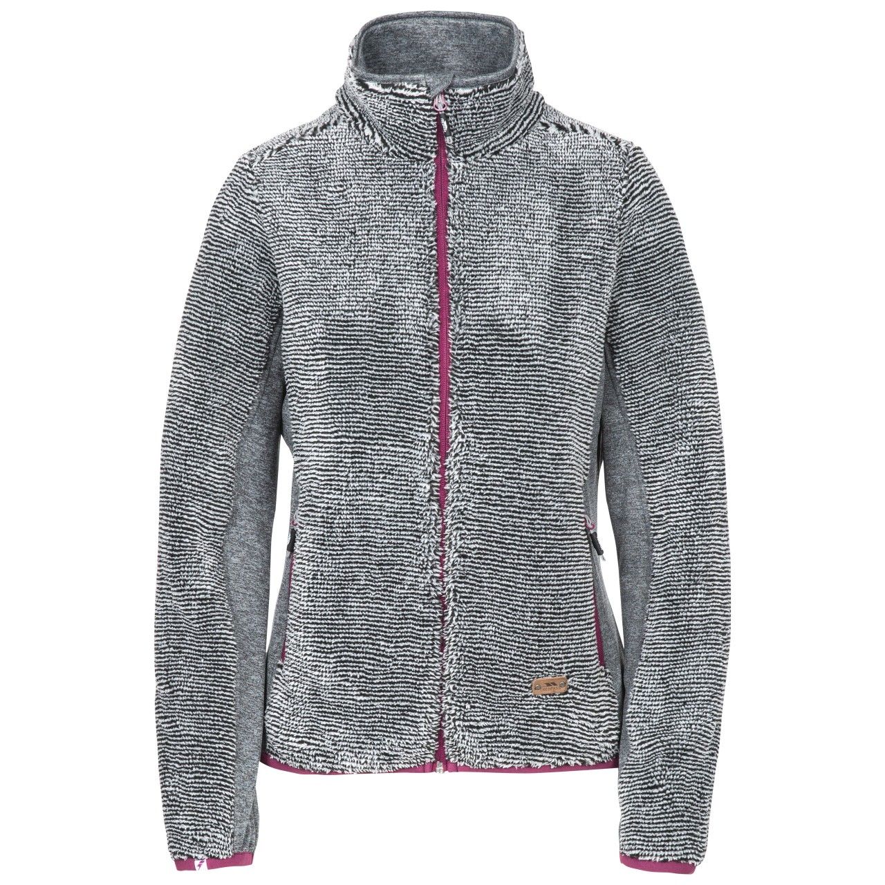 Stripe fleece. Stretch panels. 2 contrast zip pockets. Contrast stretch bindings. Airtrap. 360gsm. 100% Polyester fleece, 95% Polyester/5% Elastane stretch panel. Trespass Womens Chest Sizing (approx): XS/8 - 32in/81cm, S/10 - 34in/86cm, M/12 - 36in/91.4cm, L/14 - 38in/96.5cm, XL/16 - 40in/101.5cm, XXL/18 - 42in/106.5cm.