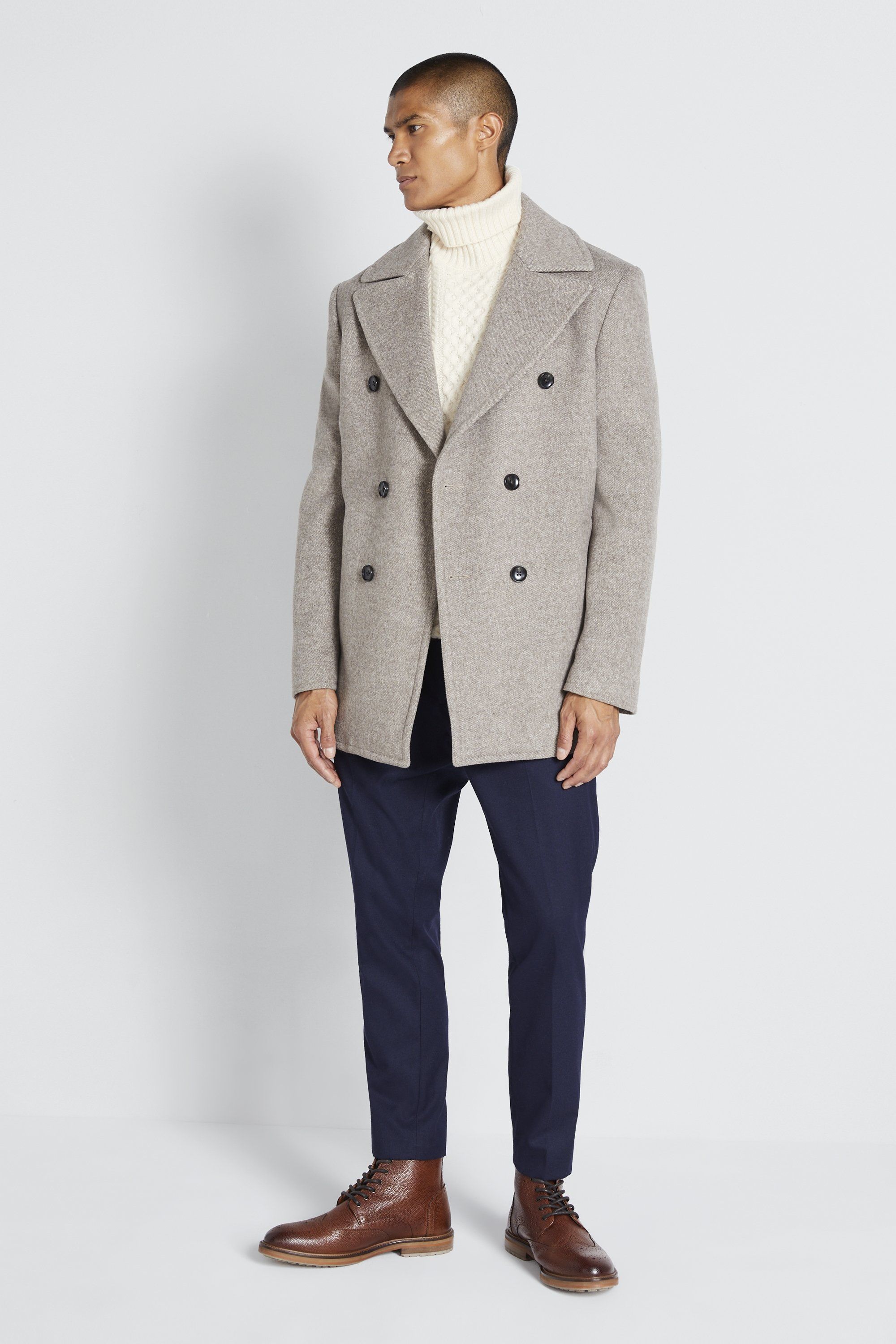 Tailored Fit Oatmeal Pea Coat