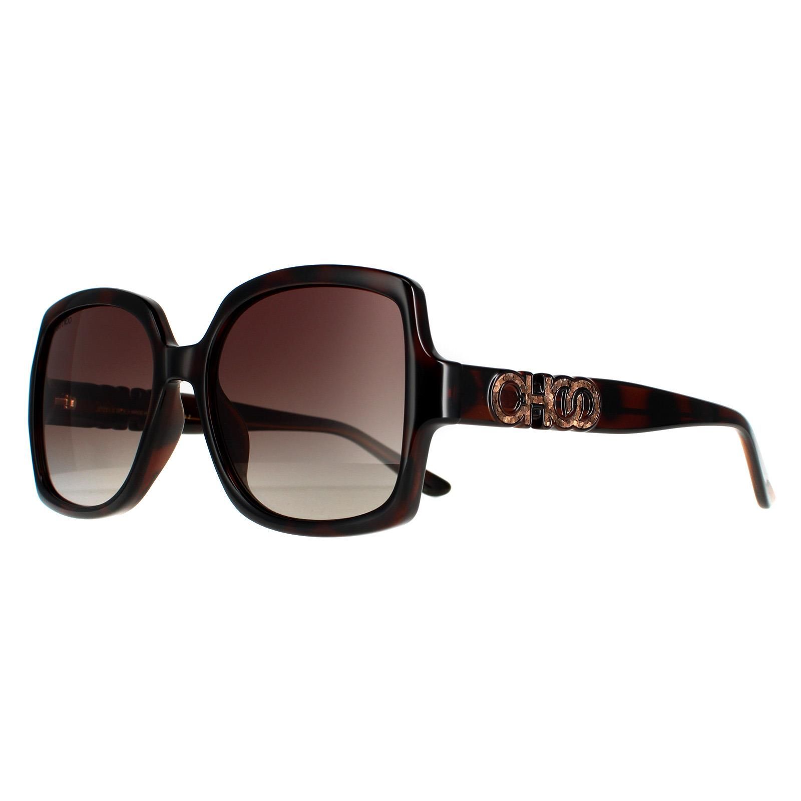 Jimmy Choo Square Womens Dark Tortoise Brown Polarized SAMMI/G/S  Jimmy Choo feature a really lovely Choo emblem on the temples that really gives these classic square shaped acetate sunglasses a luxury edge.