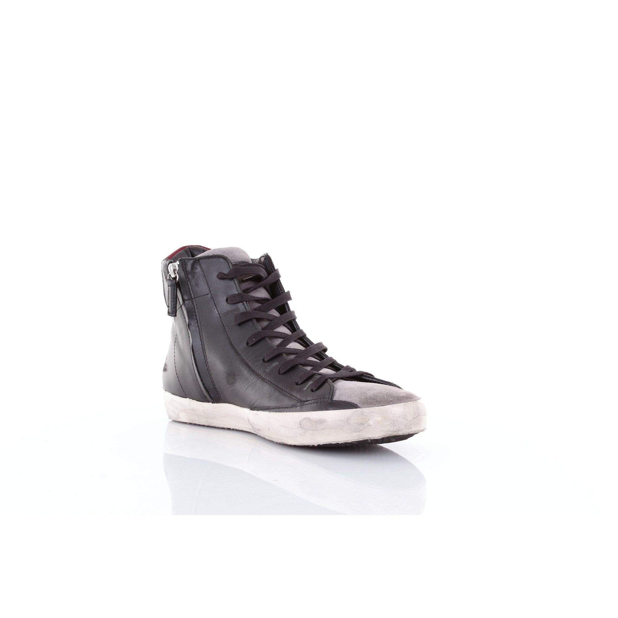 HI TOP SNEAKERS PHILIPPE MODEL, LEATHER 100%, color BLACK, Rubber sole, Outlet, product code CLHUVX36