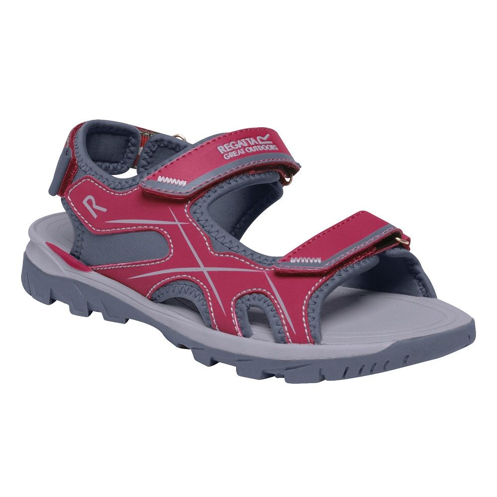 85% polyurathane, 15% polyester. Lightweight sports mesh and PU upper. Spandex lining for extra comfort and a positive fit. Adjustable hook and loop straps with webbing trim across foot and heel to ensure correct fit. PU instep stability arm. Water friendly comfort EVA footbed. Lightweight TPR outsole, hardwearing slip resistant durable outsole.