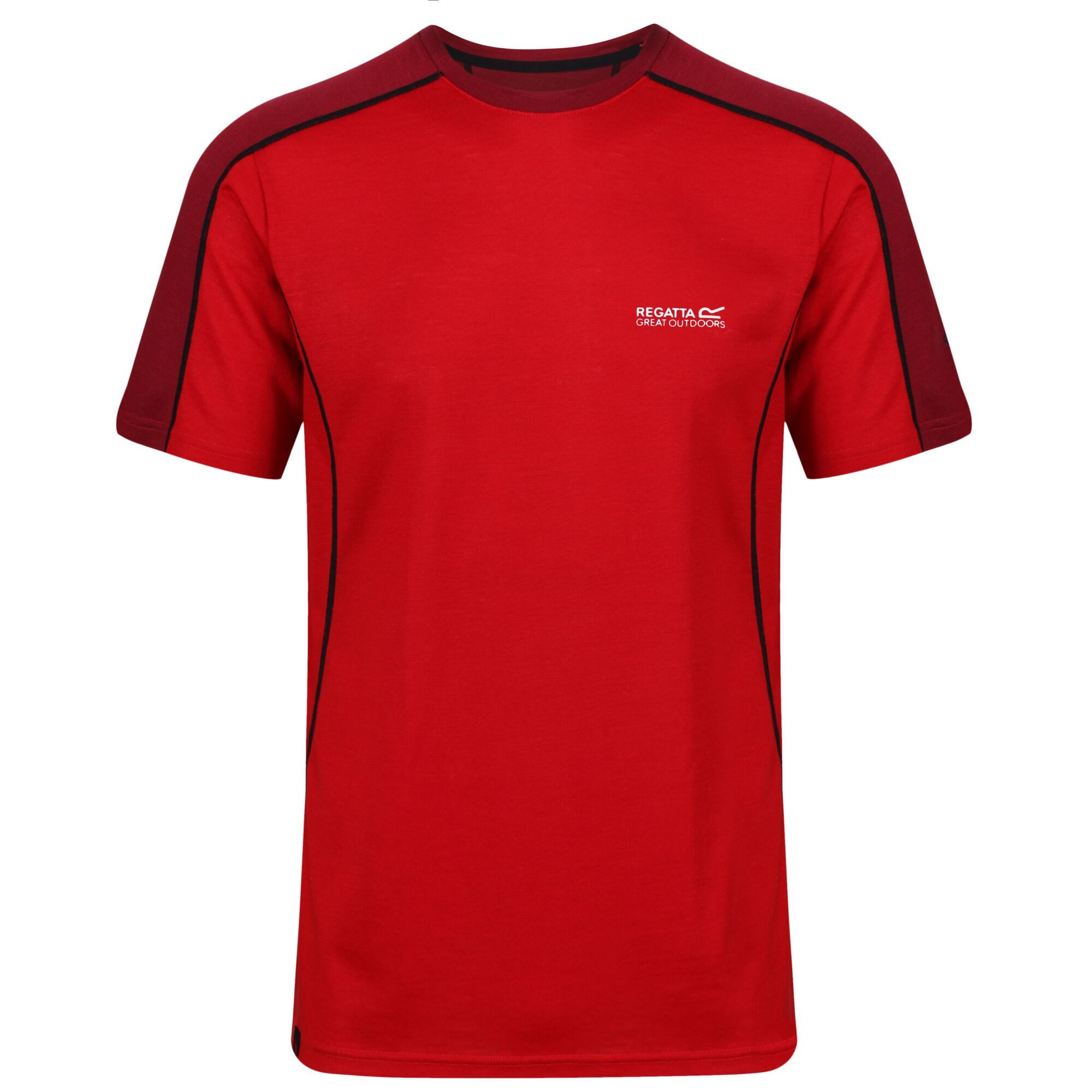 50% merino, 50% polyester. Super soft handle. Natural odour control. Good wicking performance.
