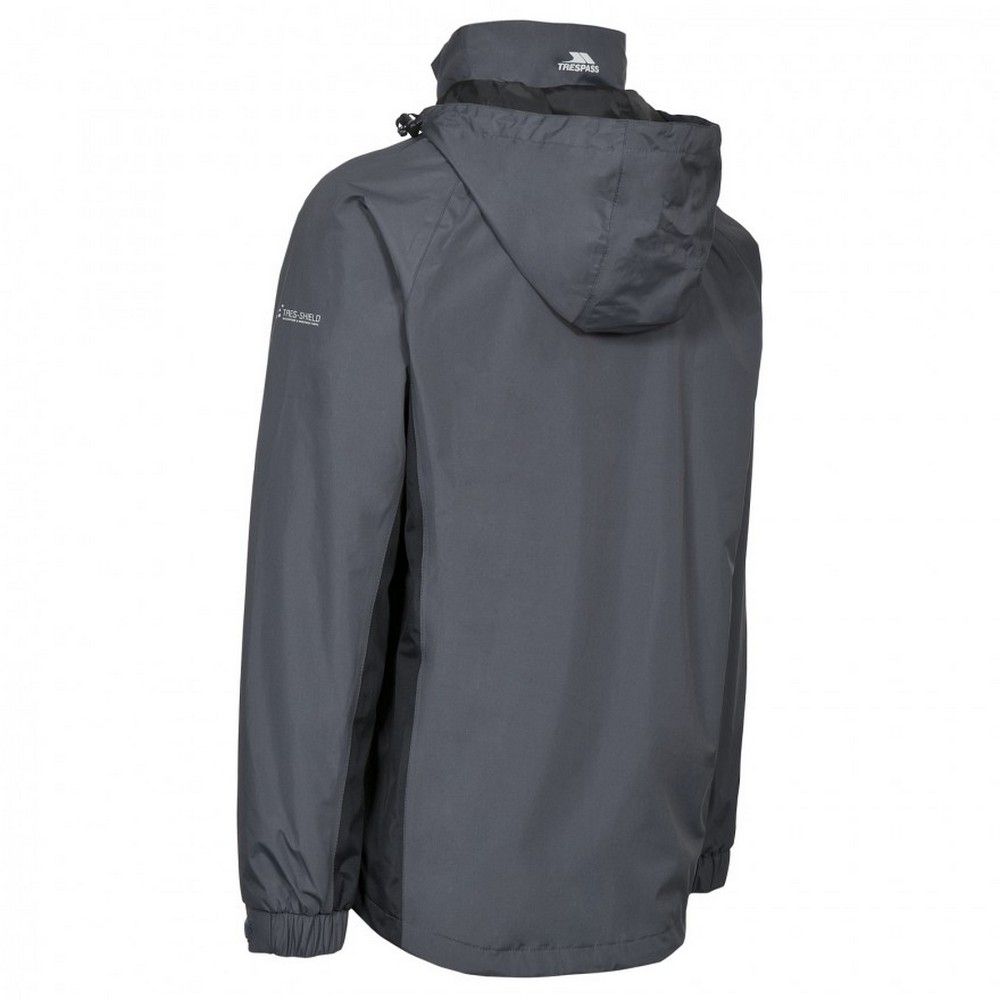 Waterproof 3000mm, Windproof, Taped Seams. Adjustable Concealed Hood. 2 Pockets. Hem Drawcord. Elasticated Cuff with Tab. Shell: 100% Polyester Pongee PVC Coating, Mesh Lining: 100% Polyester. Trespass Mens Chest Sizing (approx): S - 35-37in/89-94cm, M - 38-40in/96.5-101.5cm, L - 41-43in/104-109cm, XL - 44-46in/111.5-117cm, XXL - 46-48in/117-122cm, 3XL - 48-50in/122-127cm.