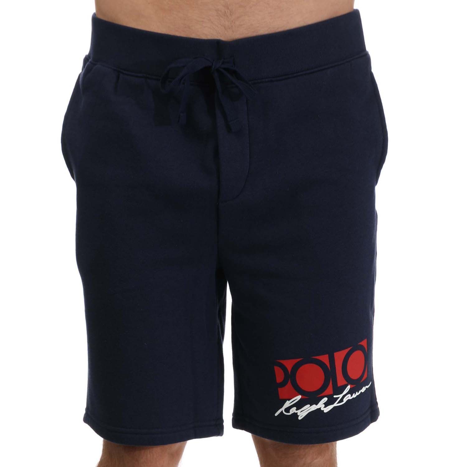 Men's Ralph Lauren 8 Inch Logo Fleece Shorts in Navy