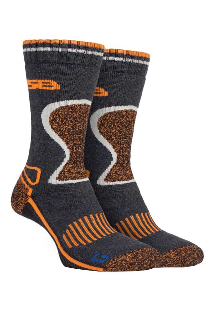 Men’s Wool Blend Durable Boot Socks  If you are looking for a hard wearing durable sock that has great thermal insulation abilities then these men’s Storm Bloc wool boot socks are the perfect match for your feet.  These socks are designed to be ultra-durable with Blueguard anti abrasion technology knitted into areas of the sock that would usually be prone to wear and tear. These include a reinforced heel and toe and front panel. Blueguard technology allows the sock to be 30x more durable than your average branded hiking sock.  Other design features include a reinforced toe seam and arch support to guard against fatigued feet. The wool version in Storm Bloc’s boot socks provides great thermal insulation in your feet, holding the warm air close to your feet for longer.  These socks are sold in a 2 pair pack with 4 colours and 2 sizes to choose between. They are made from 40% polyamide 20% wool 17% polyester 10% cotton 8% polypropylene 3% acrylic 1% viscose and 1% elastane. They are machine washable.  Extra Product Details  - Storm Bloc branded - Blueguard technology - Boot socks - Wool blend - Terry cushioning - Reinforced toe seam - Arch support - 2 pair pack - 2 sizes to choose between - 40% polyamide 20% wool 17% polyester 10% cotton 8% polypropylene 3% acrylic 1% viscose and 1% elastane - 4 colours to choose between - Machine washable