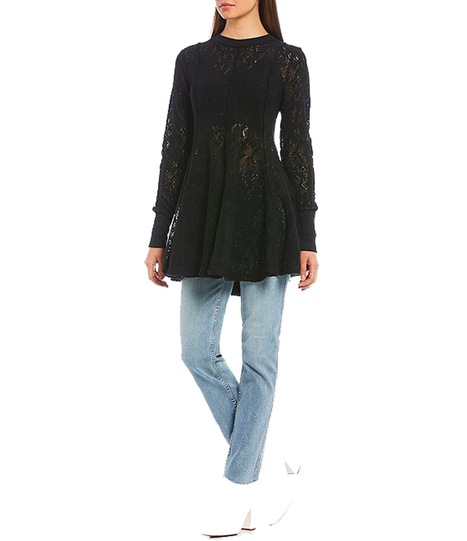 Color: Blacks Size Type: Regular Size (Women's): S Sleeve Length: Long Sleeve Type: Blouse Style: Tunic Neckline: Round Neck Pattern: Solid Theme: Classic Material: Polyester