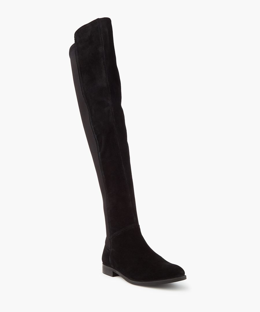 Black suede over-the-knee boots